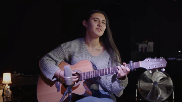 ICTheatre student Becca singing with guitar - video screenshot