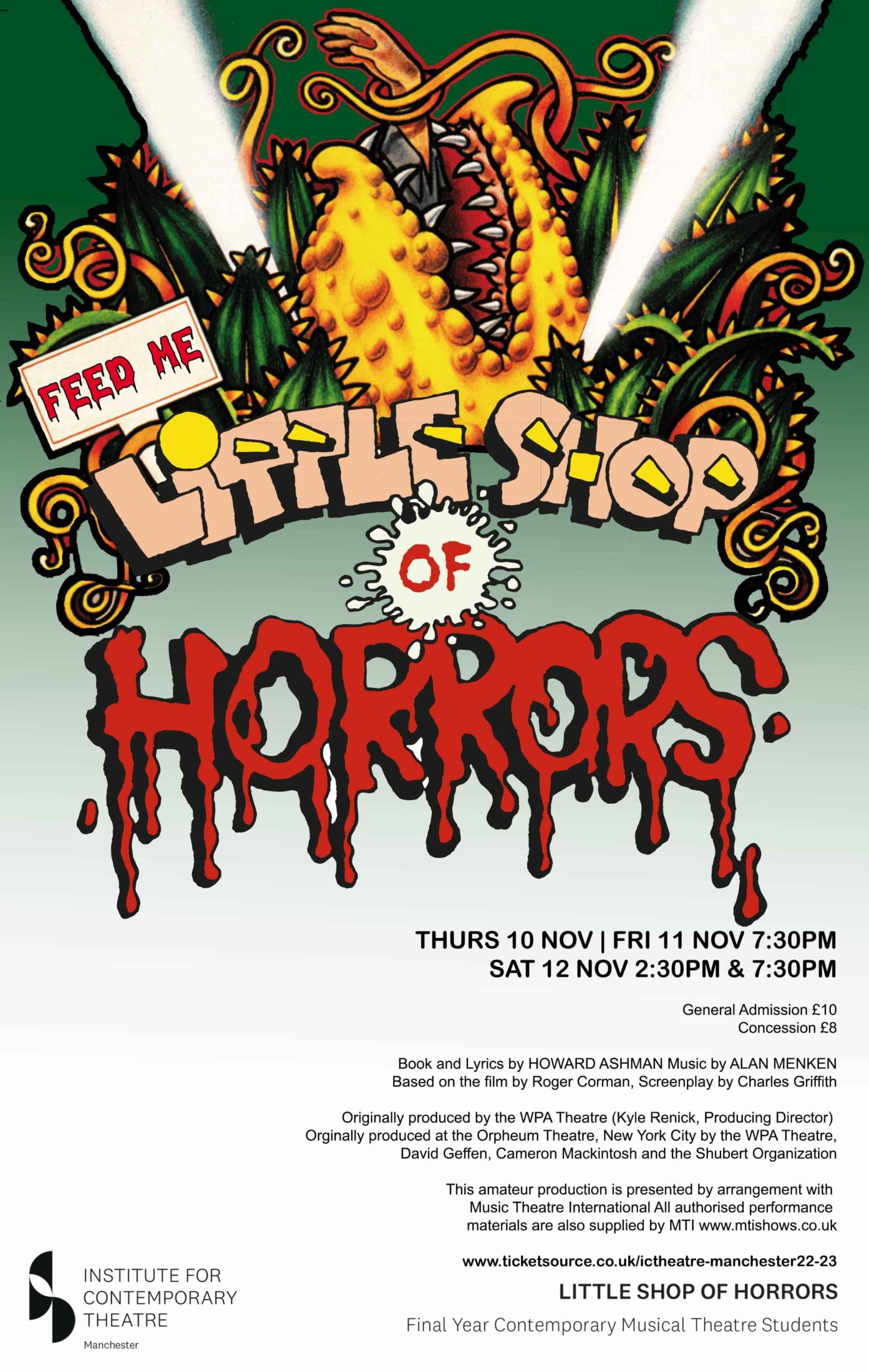 Little Stop Of Horrors (10 Nov - 11 Nov) Poster - The Institute for Contemporary Theatre