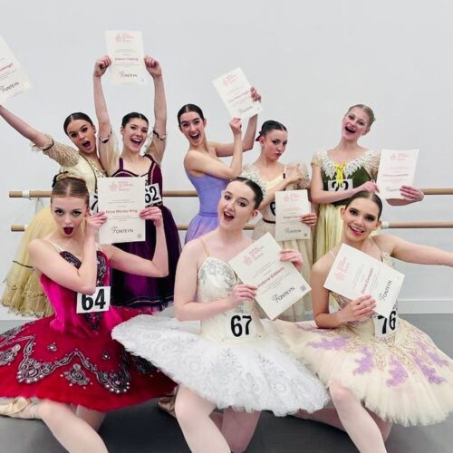 NBS Fonteyn dance competition participants pose with their certificates