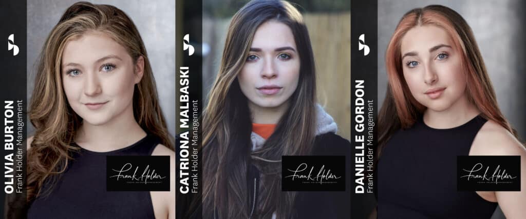 Danielle, Catriona and Olivia look directly to camera in their headshots