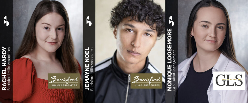 Rachel, Jermayne and Monique look directly to camera in their headshots